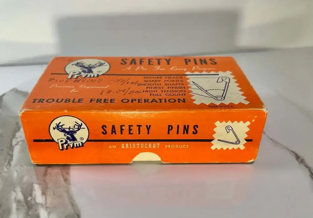 Rare Vintage USA Prym Safety Pins Brass Size 00 Gilt Gold Plated 10 Gross